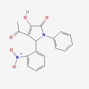 molecular formula C18H14N2O5 B5006174 4-acetyl-3-hydroxy-5-(2-nitrophenyl)-1-phenyl-1,5-dihydro-2H-pyrrol-2-one 