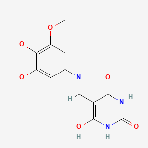 molecular formula C14H15N3O6 B5006197 5-{[(3,4,5-TRIMETHOXYPHENYL)AMINO]METHYLIDENE}-1,3-DIAZINANE-2,4,6-TRIONE 