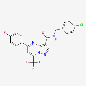 molecular formula C21H13ClF4N4O B5006224 N-(4-chlorobenzyl)-5-(4-fluorophenyl)-7-(trifluoromethyl)pyrazolo[1,5-a]pyrimidine-3-carboxamide 