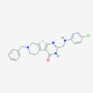 molecular formula C23H21ClN4OS B500625 11-Benzyl-5-[(4-chloroanilino)methyl]-8-thia-4,6,11-triazatricyclo[7.4.0.02,7]trideca-1(9),2(7),5-trien-3-one 