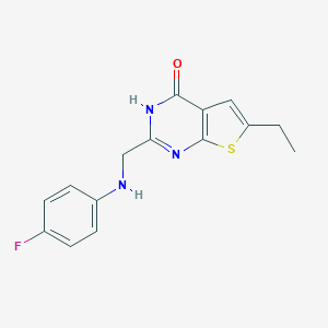 molecular formula C15H14FN3OS B500628 6-ethyl-2-[(4-fluoroanilino)methyl]thieno[2,3-d]pyrimidin-4(3H)-one 