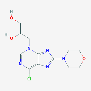 molecular formula C12H16ClN5O3 B500636 3-[6-chloro-8-(4-morpholinyl)-3H-purin-3-yl]-1,2-propanediol 
