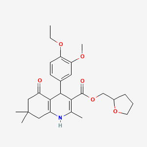 molecular formula C27H35NO6 B5006394 Tetrahydrofuran-2-ylmethyl 4-(4-ethoxy-3-methoxyphenyl)-2,7,7-trimethyl-5-oxo-1,4,5,6,7,8-hexahydroquinoline-3-carboxylate 