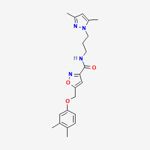 molecular formula C21H26N4O3 B5006414 5-[(3,4-dimethylphenoxy)methyl]-N-[3-(3,5-dimethyl-1H-pyrazol-1-yl)propyl]-3-isoxazolecarboxamide 