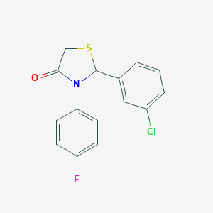 molecular formula C15H11ClFNOS B500644 2-(3-Chlorophenyl)-3-(4-fluorophenyl)-1,3-thiazolidin-4-one 