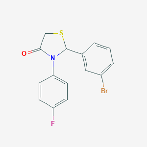 molecular formula C15H11BrFNOS B500645 2-(3-Bromophenyl)-3-(4-fluorophenyl)-1,3-thiazolidin-4-one 