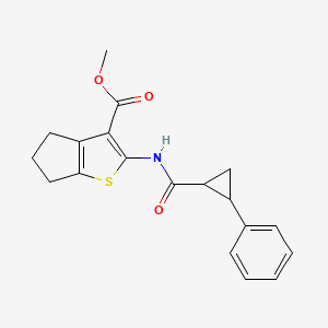 molecular formula C19H19NO3S B5006497 methyl 2-{[(2-phenylcyclopropyl)carbonyl]amino}-5,6-dihydro-4H-cyclopenta[b]thiophene-3-carboxylate 