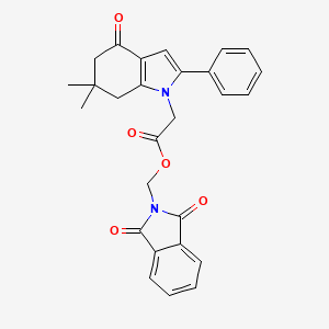 molecular formula C27H24N2O5 B5006505 (1,3-dioxo-1,3-dihydro-2H-isoindol-2-yl)methyl (6,6-dimethyl-4-oxo-2-phenyl-4,5,6,7-tetrahydro-1H-indol-1-yl)acetate 