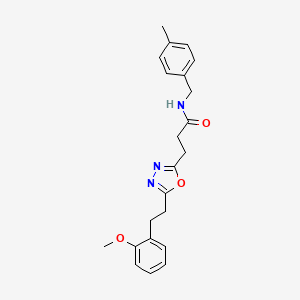 molecular formula C22H25N3O3 B5006543 3-{5-[2-(2-methoxyphenyl)ethyl]-1,3,4-oxadiazol-2-yl}-N-(4-methylbenzyl)propanamide 