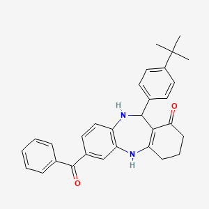 molecular formula C30H30N2O2 B5006593 2-Benzoyl-6-(4-tert-butylphenyl)-5,6,8,9,10,11-hexahydrobenzo[b][1,4]benzodiazepin-7-one 