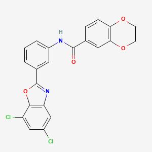 N-[3-(5,7-dichloro-1,3-benzoxazol-2-yl)phenyl]-2,3-dihydro-1,4-benzodioxine-6-carboxamide