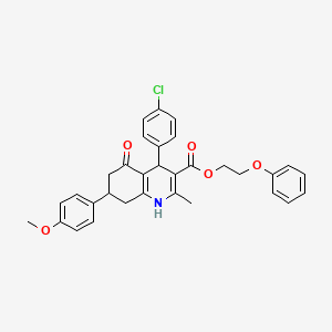 molecular formula C32H30ClNO5 B5006661 2-Phenoxyethyl 4-(4-chlorophenyl)-7-(4-methoxyphenyl)-2-methyl-5-oxo-1,4,5,6,7,8-hexahydroquinoline-3-carboxylate 