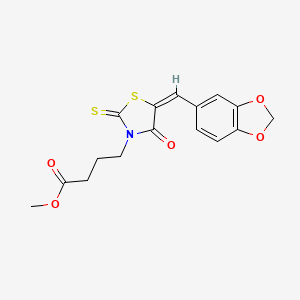 molecular formula C16H15NO5S2 B5006756 methyl 4-[(5E)-5-(1,3-benzodioxol-5-ylmethylidene)-4-oxo-2-sulfanylidene-1,3-thiazolidin-3-yl]butanoate 