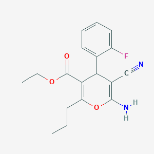 molecular formula C18H19FN2O3 B5006835 ethyl 6-amino-5-cyano-4-(2-fluorophenyl)-2-propyl-4H-pyran-3-carboxylate 