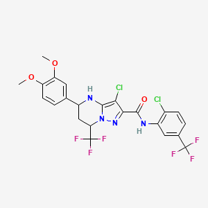 3-chloro-N-[2-chloro-5-(trifluoromethyl)phenyl]-5-(3,4-dimethoxyphenyl)-7-(trifluoromethyl)-4,5,6,7-tetrahydropyrazolo[1,5-a]pyrimidine-2-carboxamide