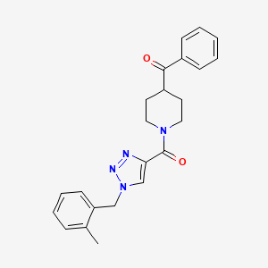 molecular formula C23H24N4O2 B5006943 (1-{[1-(2-methylbenzyl)-1H-1,2,3-triazol-4-yl]carbonyl}-4-piperidinyl)(phenyl)methanone 