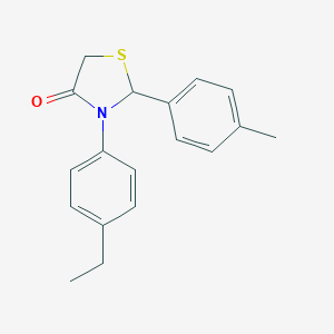 molecular formula C18H19NOS B500695 3-(4-Ethylphenyl)-2-(4-methylphenyl)-1,3-thiazolidin-4-one 