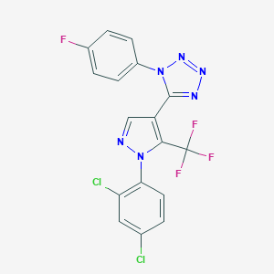 molecular formula C17H8Cl2F4N6 B500698 5-[1-(2,4-dichlorophenyl)-5-(trifluoromethyl)-1H-pyrazol-4-yl]-1-(4-fluorophenyl)-1H-tetraazole 