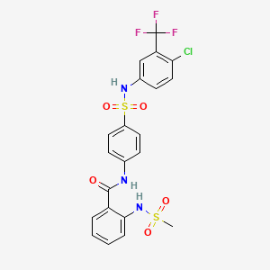 molecular formula C21H17ClF3N3O5S2 B5007026 N-[4-({[4-chloro-3-(trifluoromethyl)phenyl]amino}sulfonyl)phenyl]-2-[(methylsulfonyl)amino]benzamide 