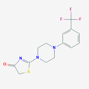 molecular formula C14H14F3N3OS B500710 2-{4-[3-(trifluoromethyl)phenyl]-1-piperazinyl}-1,3-thiazol-4(5H)-one 
