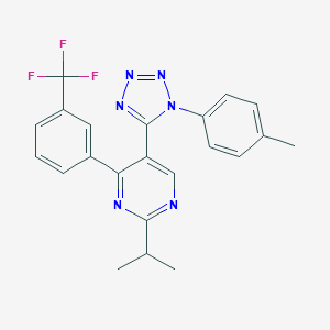 molecular formula C22H19F3N6 B500712 2-isopropyl-5-[1-(4-methylphenyl)-1H-tetraazol-5-yl]-4-[3-(trifluoromethyl)phenyl]pyrimidine 