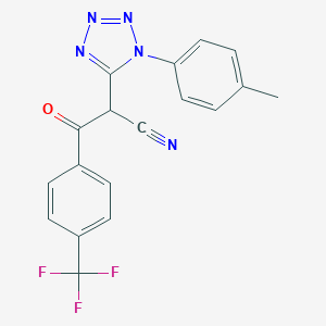molecular formula C18H12F3N5O B500723 2-[1-(4-methylphenyl)-1H-tetraazol-5-yl]-3-oxo-3-[4-(trifluoromethyl)phenyl]propanenitrile 