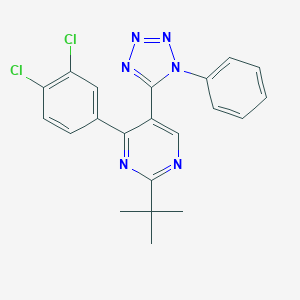 molecular formula C21H18Cl2N6 B500727 2-tert-butyl-4-(3,4-dichlorophenyl)-5-(1-phenyl-1H-tetraazol-5-yl)pyrimidine 