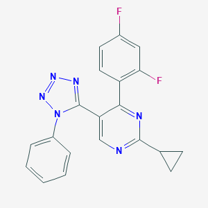 molecular formula C20H14F2N6 B500731 2-cyclopropyl-4-(2,4-difluorophenyl)-5-(1-phenyl-1H-tetraazol-5-yl)pyrimidine 