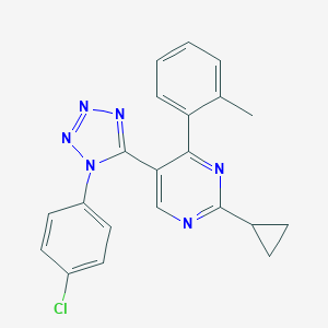 molecular formula C21H17ClN6 B500735 5-[1-(4-chlorophenyl)-1H-tetraazol-5-yl]-2-cyclopropyl-4-(2-methylphenyl)pyrimidine 