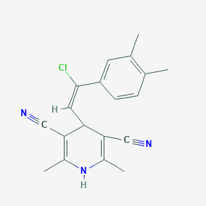 molecular formula C19H18ClN3 B500736 4-[2-Chloro-2-(3,4-dimethylphenyl)vinyl]-2,6-dimethyl-1,4-dihydro-3,5-pyridinedicarbonitrile 