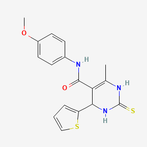 N-(4-methoxyphenyl)-6-methyl-2-sulfanylidene-4-thiophen-2-yl-3,4-dihydro-1H-pyrimidine-5-carboxamide