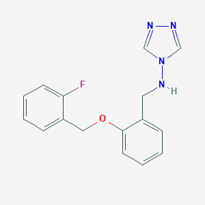 molecular formula C16H15FN4O B500755 N-{2-[(2-fluorobenzyl)oxy]benzyl}-4H-1,2,4-triazol-4-amine 