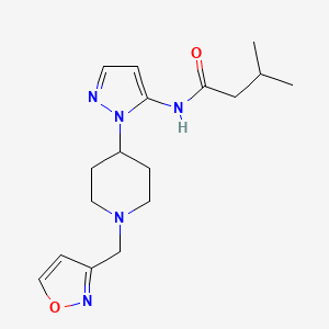 molecular formula C17H25N5O2 B5007551 N-{1-[1-(3-isoxazolylmethyl)-4-piperidinyl]-1H-pyrazol-5-yl}-3-methylbutanamide 