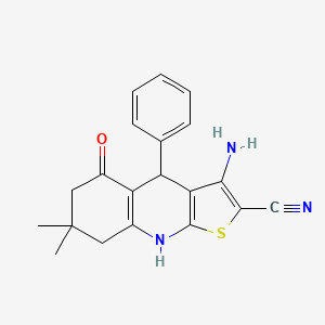 molecular formula C20H19N3OS B5007677 3-amino-7,7-dimethyl-5-oxo-4-phenyl-4,5,6,7,8,9-hexahydrothieno[2,3-b]quinoline-2-carbonitrile 