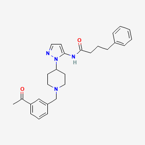 molecular formula C27H32N4O2 B5007699 N-{1-[1-(3-acetylbenzyl)-4-piperidinyl]-1H-pyrazol-5-yl}-4-phenylbutanamide 