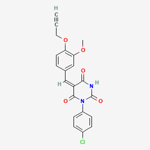 molecular formula C21H15ClN2O5 B5007746 (5E)-1-(4-chlorophenyl)-5-[3-methoxy-4-(prop-2-yn-1-yloxy)benzylidene]pyrimidine-2,4,6(1H,3H,5H)-trione 