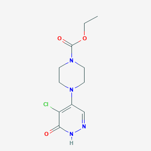 molecular formula C11H15ClN4O3 B500776 Ethyl 4-(5-chloro-6-oxo-1,6-dihydro-4-pyridazinyl)-1-piperazinecarboxylate CAS No. 353255-42-2