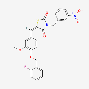 molecular formula C25H19FN2O6S B5007846 (5E)-5-[[4-[(2-fluorophenyl)methoxy]-3-methoxyphenyl]methylidene]-3-[(3-nitrophenyl)methyl]-1,3-thiazolidine-2,4-dione 