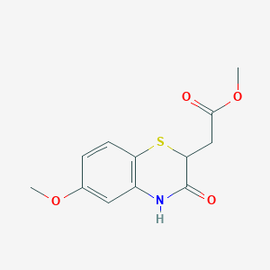 molecular formula C12H13NO4S B500809 methyl (6-methoxy-3-oxo-3,4-dihydro-2H-1,4-benzothiazin-2-yl)acetate 