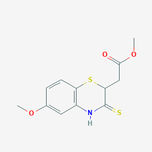 molecular formula C12H13NO3S2 B500814 methyl (6-methoxy-3-thioxo-3,4-dihydro-2H-1,4-benzothiazin-2-yl)acetate 