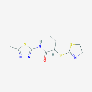 molecular formula C10H14N4OS3 B5008336 2-(4,5-dihydro-1,3-thiazol-2-ylsulfanyl)-N-(5-methyl-1,3,4-thiadiazol-2-yl)butanamide 