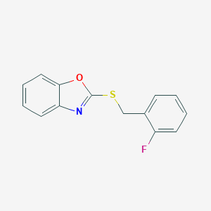 molecular formula C14H10FNOS B500835 2-[(2-Fluorophenyl)methylsulfanyl]-1,3-benzoxazole 