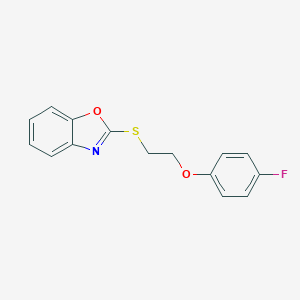 molecular formula C15H12FNO2S B500849 2-(1,3-Benzoxazol-2-ylsulfanyl)ethyl 4-fluorophenyl ether 