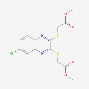 molecular formula C14H13ClN2O4S2 B500862 Methyl ({6-chloro-3-[(2-methoxy-2-oxoethyl)sulfanyl]-2-quinoxalinyl}sulfanyl)acetate 