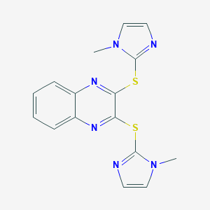 molecular formula C16H14N6S2 B500864 2,3-bis[(1-methyl-1H-imidazol-2-yl)sulfanyl]quinoxaline 