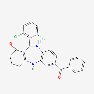 molecular formula C26H20Cl2N2O2 B5008652 11-(2,6-dichlorophenyl)-7-(phenylcarbonyl)-2,3,4,5,10,11-hexahydro-1H-dibenzo[b,e][1,4]diazepin-1-one 