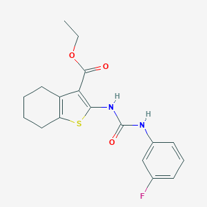 molecular formula C18H19FN2O3S B500873 Ethyl 2-{[(3-fluoroanilino)carbonyl]amino}-4,5,6,7-tetrahydro-1-benzothiophene-3-carboxylate 