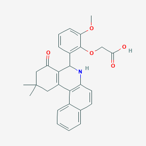 molecular formula C28H27NO5 B5008782 2-(2-{2,2-DIMETHYL-4-OXO-1H,2H,3H,4H,5H,6H-BENZO[A]PHENANTHRIDIN-5-YL}-6-METHOXYPHENOXY)ACETIC ACID 