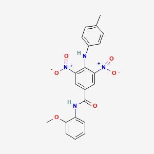 molecular formula C21H18N4O6 B5008905 N-(2-methoxyphenyl)-4-(4-methylanilino)-3,5-dinitrobenzamide 