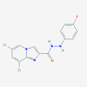 molecular formula C14H9Cl2FN4O B500899 6,8-dichloro-N'-(4-fluorophenyl)imidazo[1,2-a]pyridine-2-carbohydrazide 